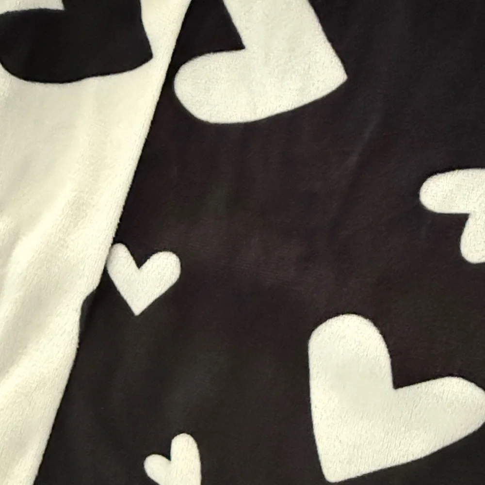 Cat & Jack Fleece Black Nightshirt with White Heart Print